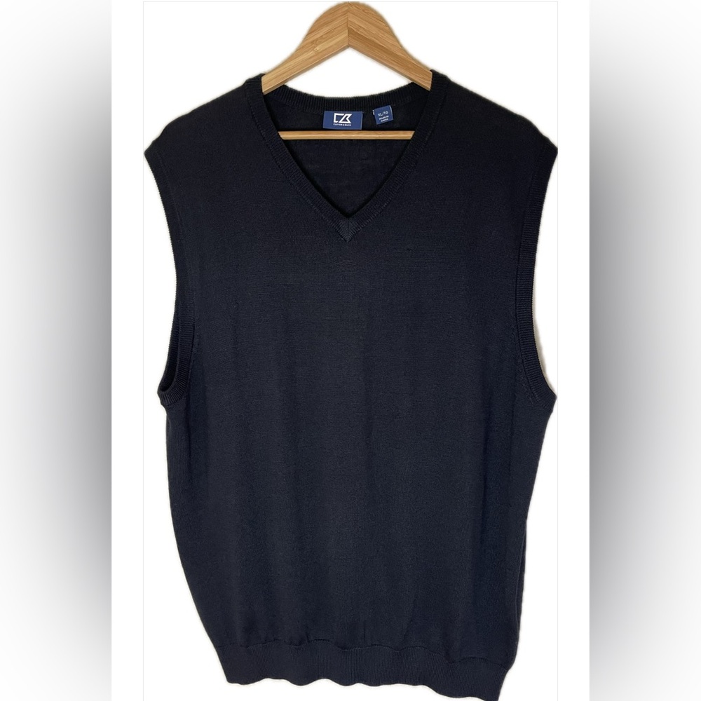 Cutter & Buck Douglas Mens Big and Tall V-neck Vest Black size XL
